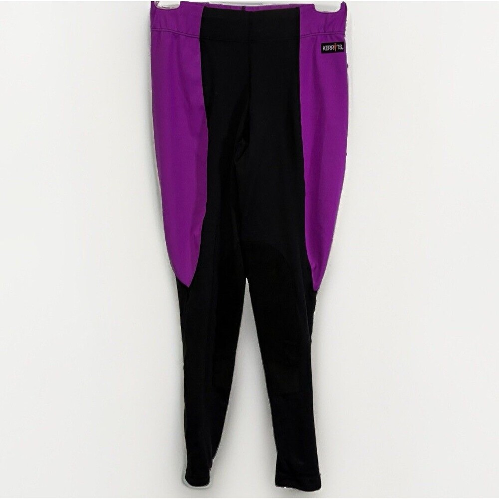 Kerrits Pants Sz S Black Purple Riding Leggings Equestrian Tights Knee Patch